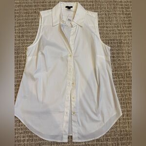 Ann Taylor White Sleeveless Button Down Shirt